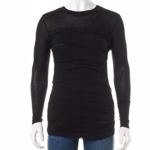 DVF Long Sleeve Semi Sheer Black Long Sleeve Top